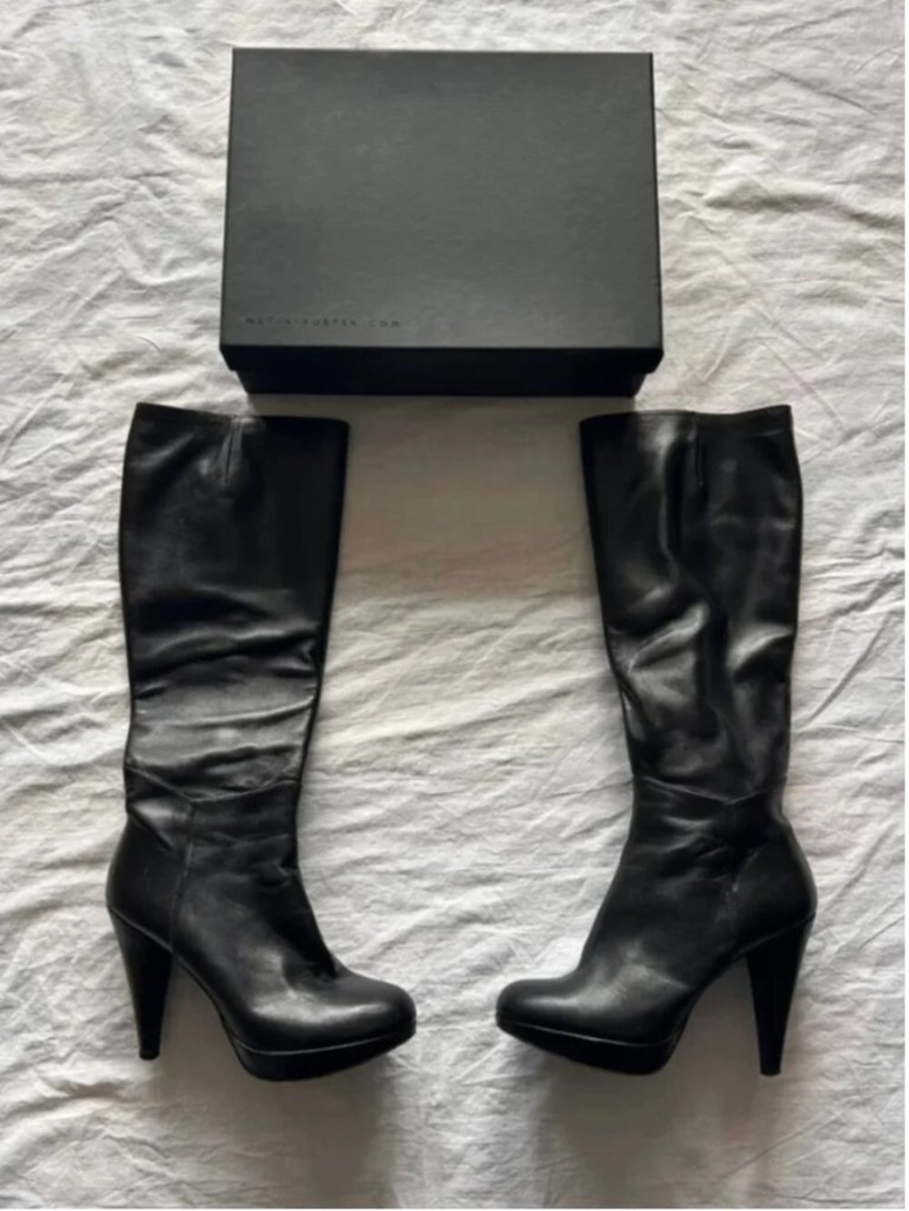 Pied A Terre Black Leather Knee High Boots Platform Stiletto EU 40 US 9